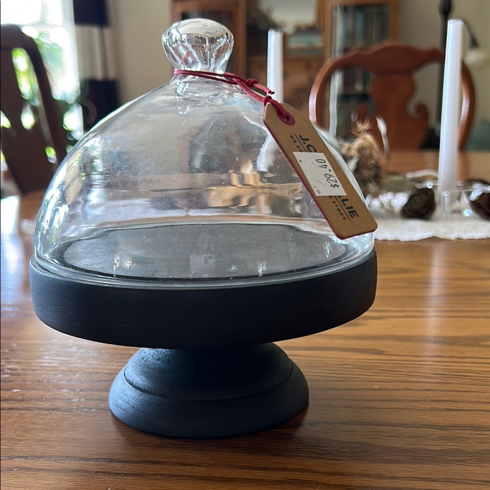 SMALL Glass Dome with Black Base